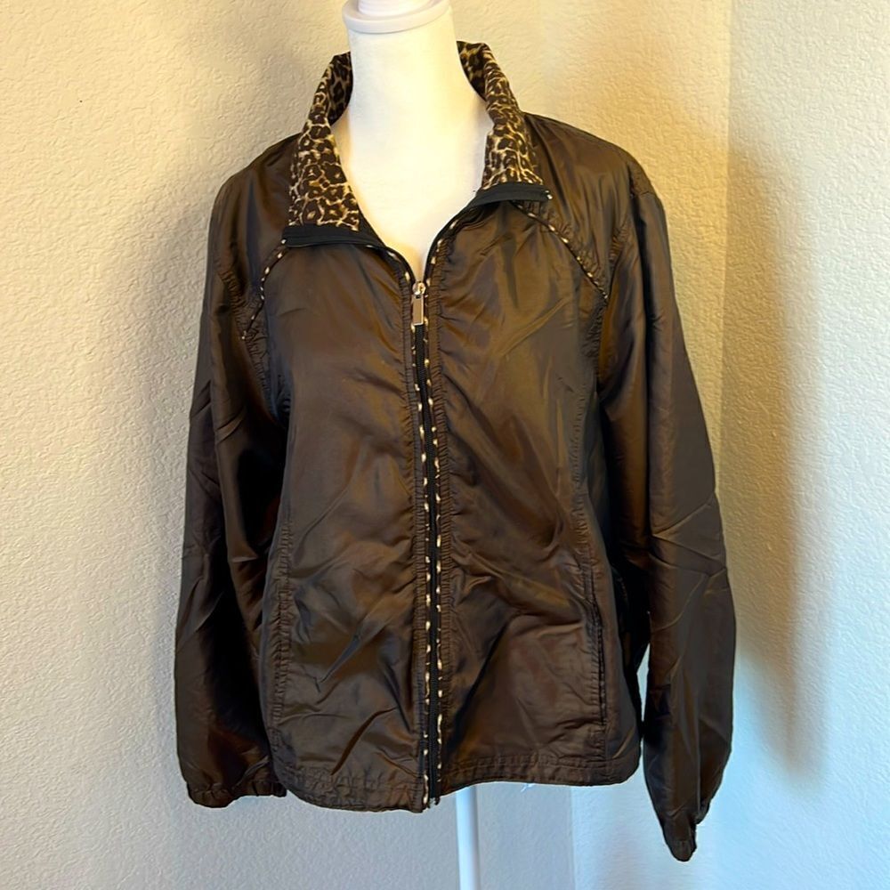 Kim Rogers Petite Chrome Brown Windbreaker Long Sleeve Jacket ~ Size Petite XL